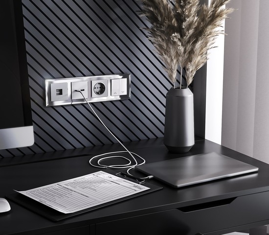 Розетка USB тип A+С (серебряный) (W1171806)