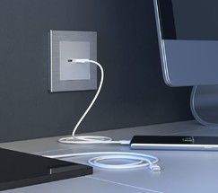 Розетка USB тип A+С (серебряный) (W1171806)