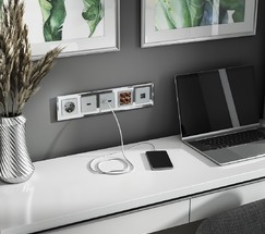 Розетка USB тип A+С (серебряный) (W1171806)