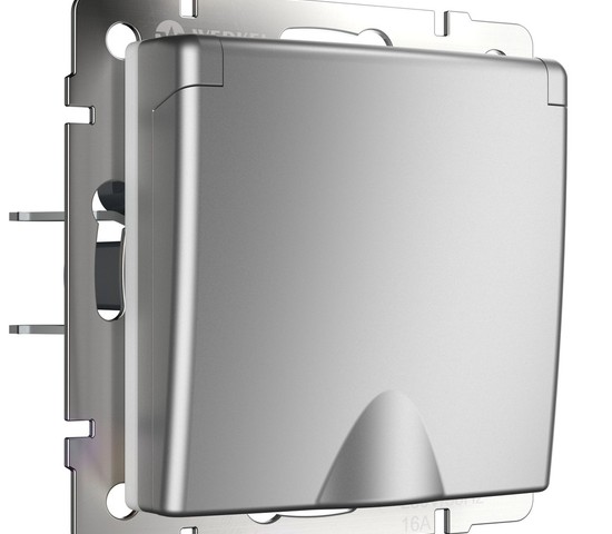 Розетка влагозащ. с зазем. с защит. крышкой и шторками (серебряный) (W1171206)