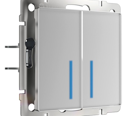 Сенсорный выключатель двухклавишный с подсветкой 1000 Вт (серебряный) (W4520006)