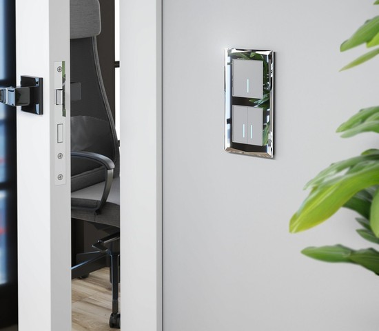 Сенсорный выключатель двухклавишный с подсветкой 1000 Вт (серебряный) (W4520006)