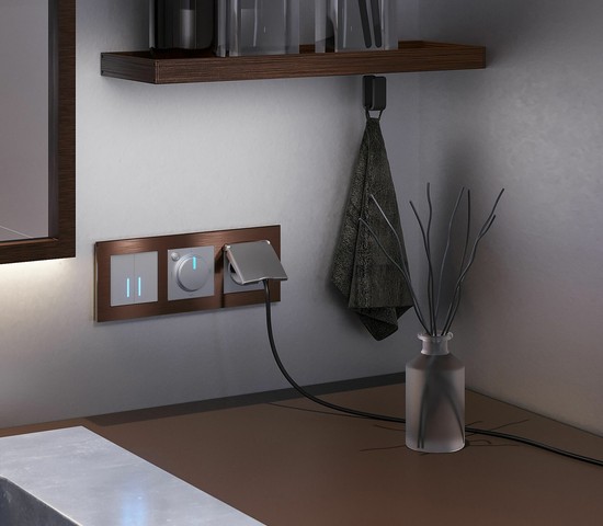 Сенсорный выключатель двухклавишный с подсветкой 1000 Вт (серебряный) (W4520006)