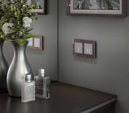 Сенсорный выключатель двухклавишный с подсветкой 1000 Вт (серебряный) (W4520006)