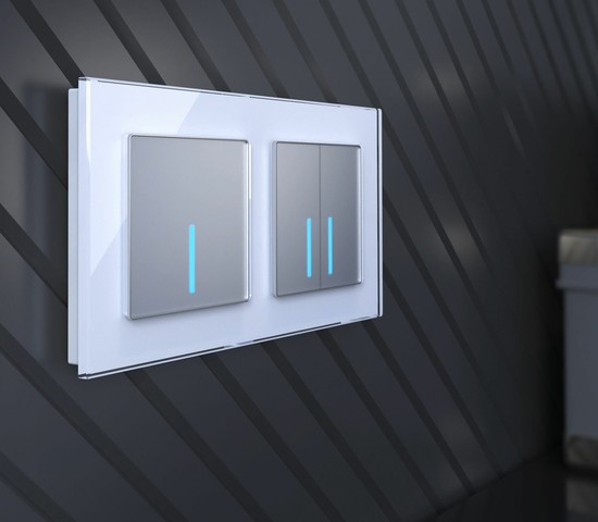 Сенсорный выключатель двухклавишный с подсветкой 1000 Вт (серебряный) (W4520006)