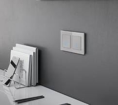 Сенсорный выключатель двухклавишный с подсветкой 1000 Вт (серебряный) (W4520006)