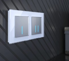 Сенсорный выключатель двухклавишный с подсветкой 1000 Вт (серебряный) (W4520006)