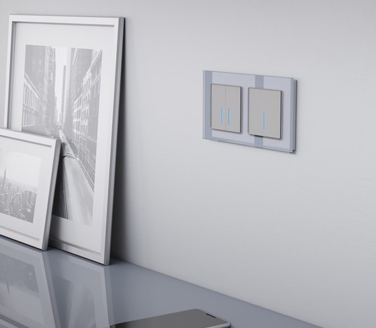 Сенсорный выключатель двухклавишный с подсветкой (серебряный) (W4520106)