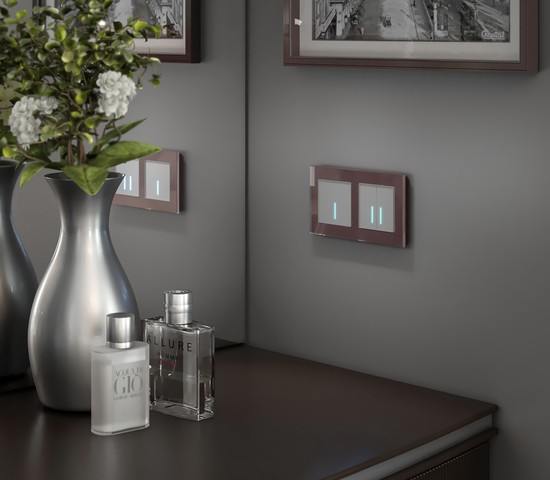 Сенсорный выключатель двухклавишный с подсветкой (серебряный) (W4520106)