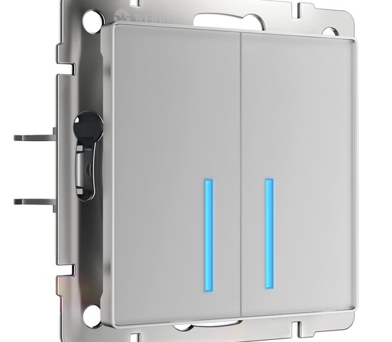Сенсорный выключатель двухклавишный с функцией Wi-Fi (серебряный) (W4520606)