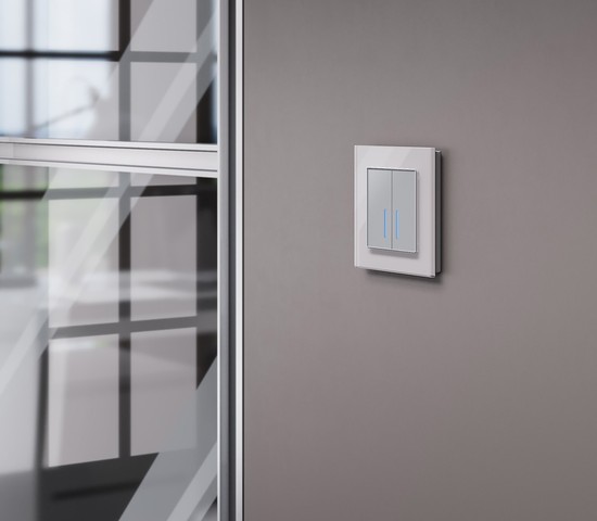 Сенсорный выключатель двухклавишный с функцией Wi-Fi (серебряный) (W4520606)