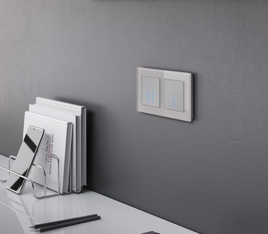 Сенсорный выключатель двухклавишный с функцией Wi-Fi (серебряный) (W4520606)