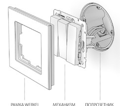 Выключатель трехклавишный (серебряный) (W1130006)
