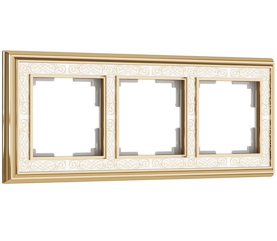 Рамка на 3 поста Palacio Gracia (золото/белый) (W0031429)