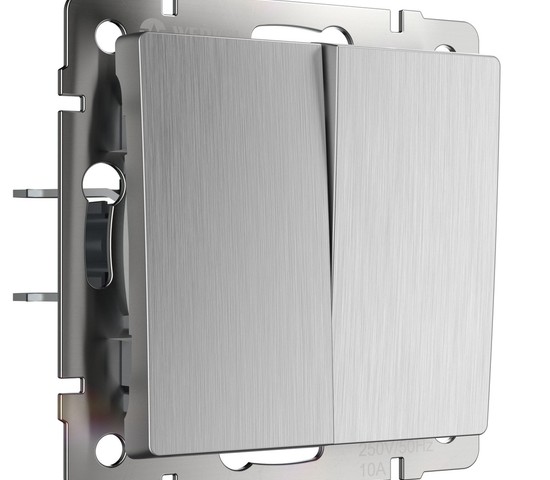 Выключатель двухклавишный (cеребряный рифленый) (W1120009)