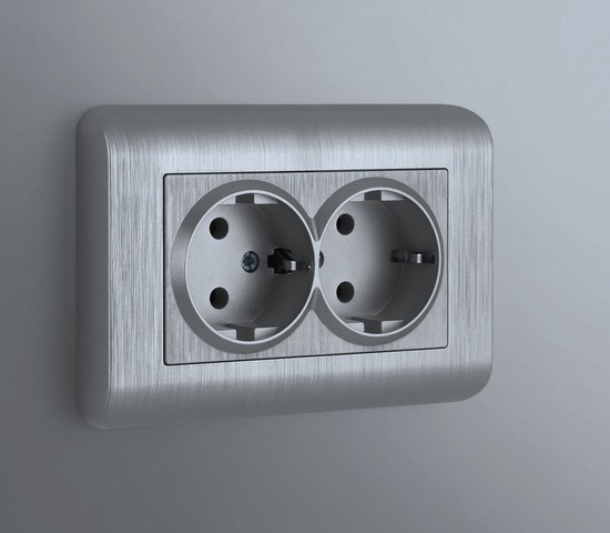 Рамка для двойной розетки Stream (серебряный) (W0082106)