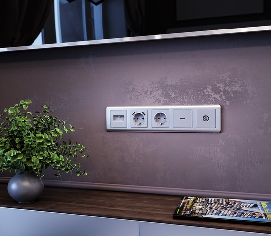 Рамка на 5 постов Stream (серебряный) (W0052106)