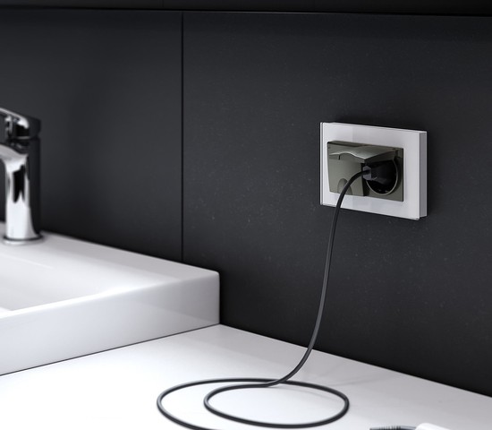 Рамка для двойной розетки Favorit (белый,стекло) (W0081101)