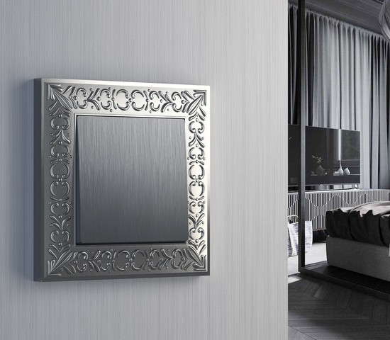 Выключатель одноклавишный проходной (cеребряный рифленый) (W1112009)