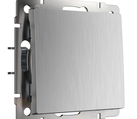 Выключатель одноклавишный проходной (cеребряный рифленый) (W1112009)