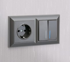 Выключатель двухклавишный с подсветкой (серо-коричневый) (W1120107)