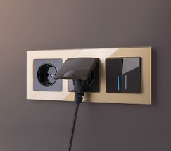 Выключатель двухклавишный с подсветкой (серо-коричневый) (W1120107)