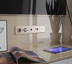 Накладка для двойной розетки Еthernet RJ-45 (шампань рифленый) (W1191110)