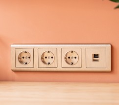 Накладка для телефонной розетки RJ-11 (шампань рифленый) (W1192010)