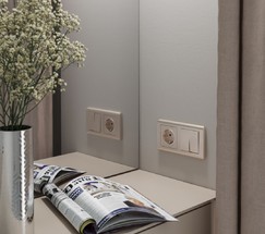 Розетка с заземлением и шторками (шампань рифленый) (W1171110)