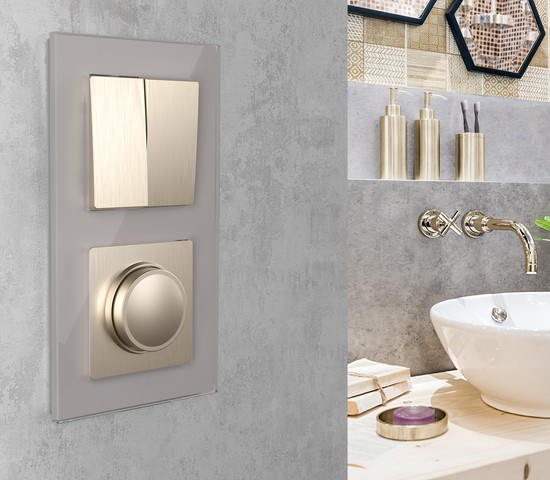 Выключатель двухклавишный (шампань рифленый) (W1120010)