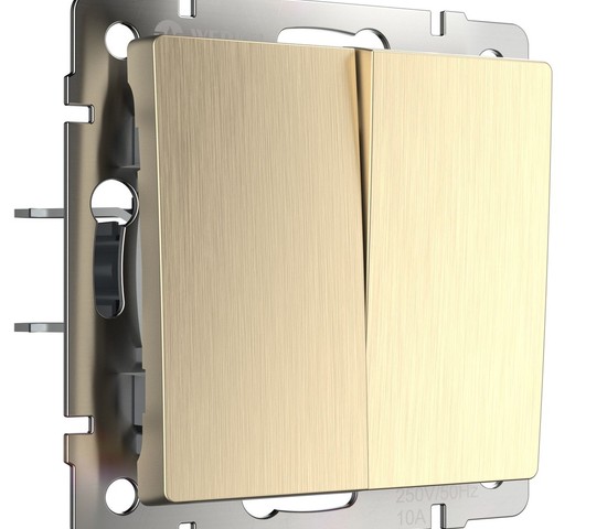 Выключатель двухклавишный (шампань рифленый) (W1120010)