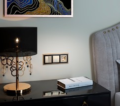 Выключатель двухклавишный с подсветкой (шампань рифленый) (W1120110)