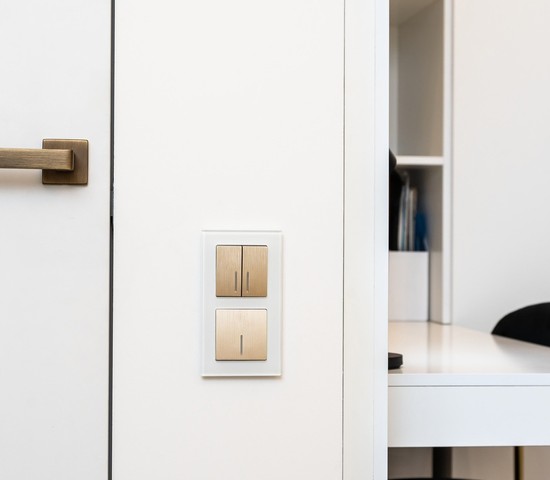 Выключатель одноклавишный проходной с подсветкой (шампань рифленый) (W1112110)