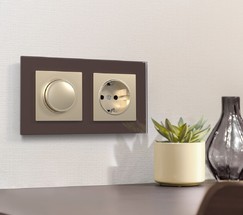 Рамка на 2 поста Favorit (мокко,стекло) (W0021118)