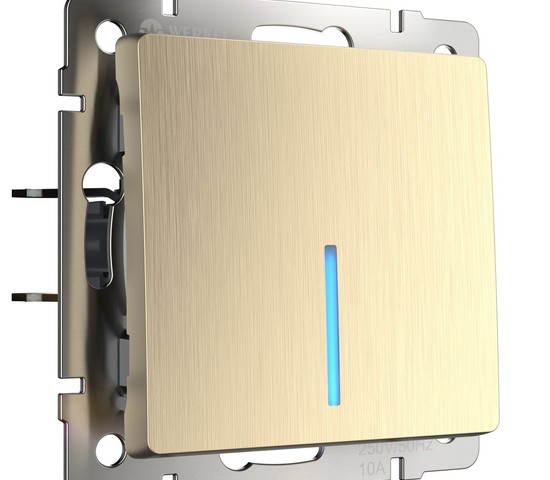 Выключатель одноклавишный с подсветкой (шампань рифленый) (W1110110)