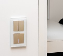 Выключатель одноклавишный с подсветкой (шампань рифленый) (W1110110)