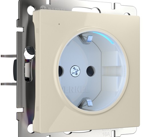 Розетка с подсветкой (слоновая кость) (W1171403)