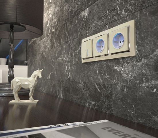 Розетка с подсветкой (слоновая кость) (W1171403)