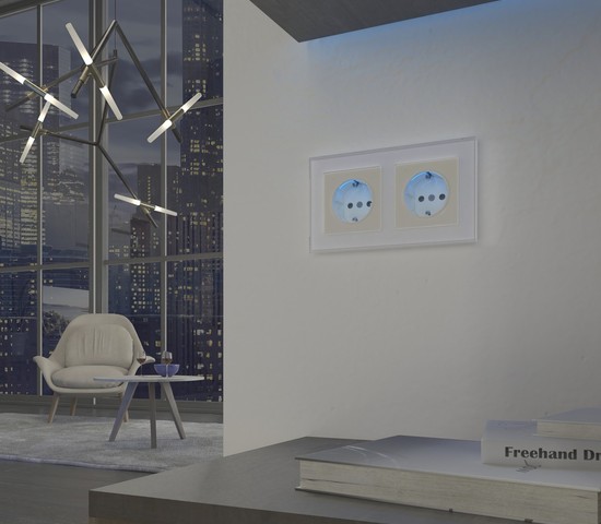 Розетка с подсветкой (слоновая кость) (W1171403)