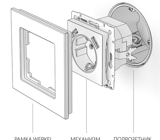 Розетка с заземлением, шторками и USBх2 (слоновая кость) (W1171503)
