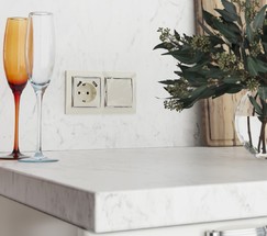 Розетка с заземлением, шторками и USBх2 (слоновая кость) (W1171503)