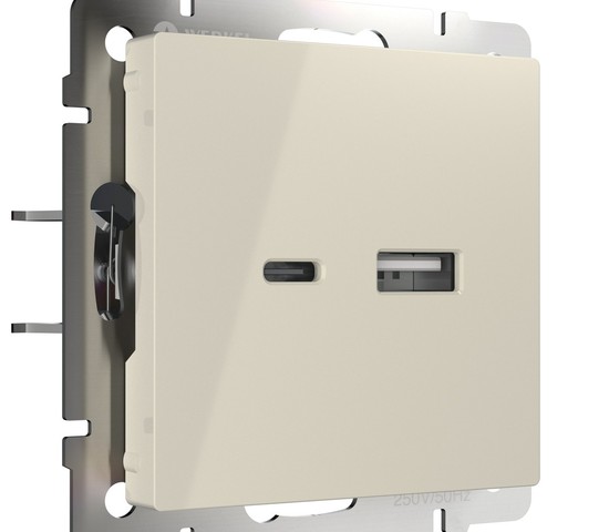 Розетка USB тип A+С (слоновая кость) (W1171803)