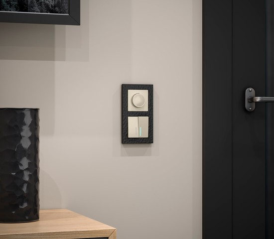 Выключатель двухклавишный проходной с подсветкой (слоновая кость) (W1122103)