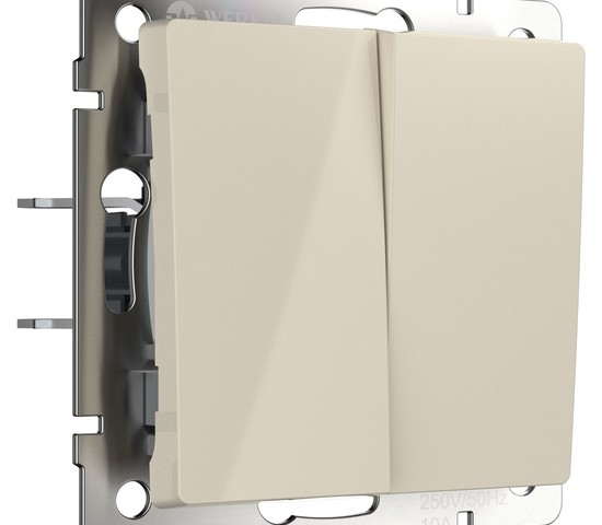 Выключатель двухклавишный (слоновая кость) (W1120003)