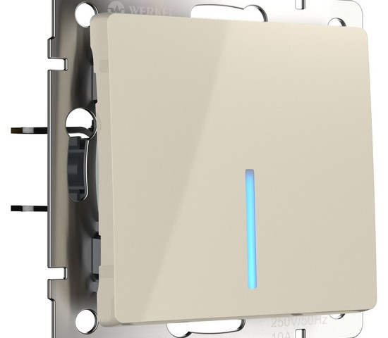 Выключатель одноклавишный с подсветкой (слоновая кость) (W1110103)