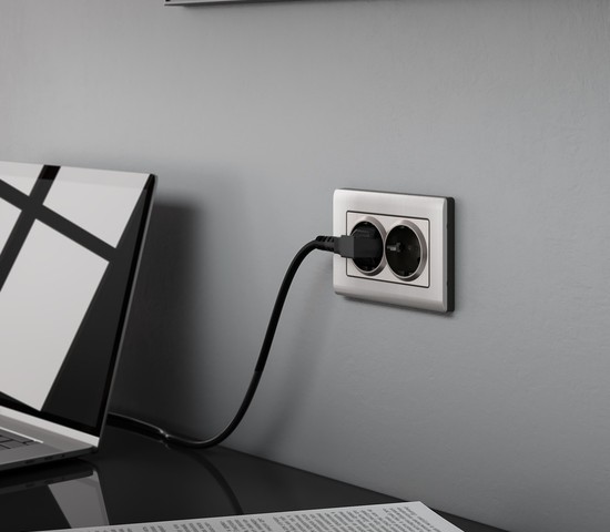 Рамка для двойной розетки Metallic (глянцевый никель) (W0081602)