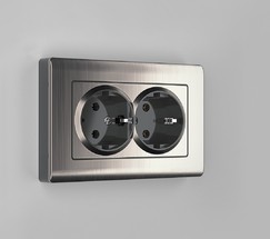 Рамка для двойной розетки Metallic (глянцевый никель) (W0081602)