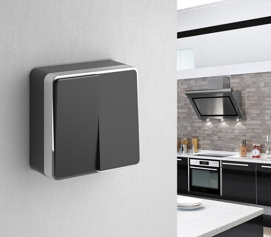 Выключатель двухклавишный Gallant (черный/хром) (W5020035)