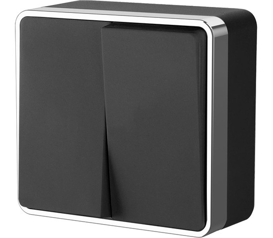 Выключатель двухклавишный Gallant (черный/хром) (W5020035)