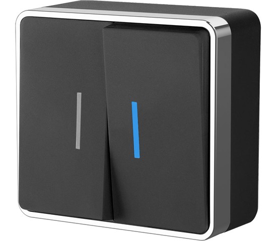 Выключатель двухклавишный с подсветкой Gallant (черный/хром) (W5020135)